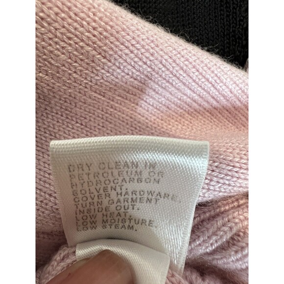 St. John Cardigan Pink Striped Knit Button Up Sz P Old Money Preppy Tiny Flaw XS - Picture 10 of 12